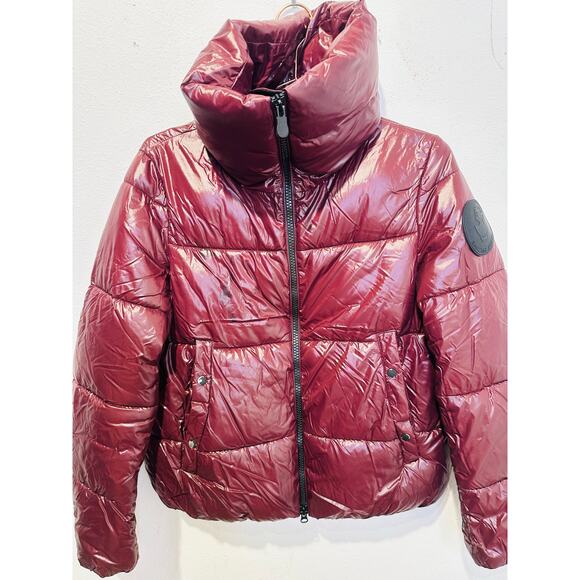 SAVE THE DUCK Burgundy Long Sleeve High Standing Collar Isla Puffer Jacket M - Picture 8 of 16